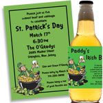 Leprechaun theme St. Patrick's Day invitations